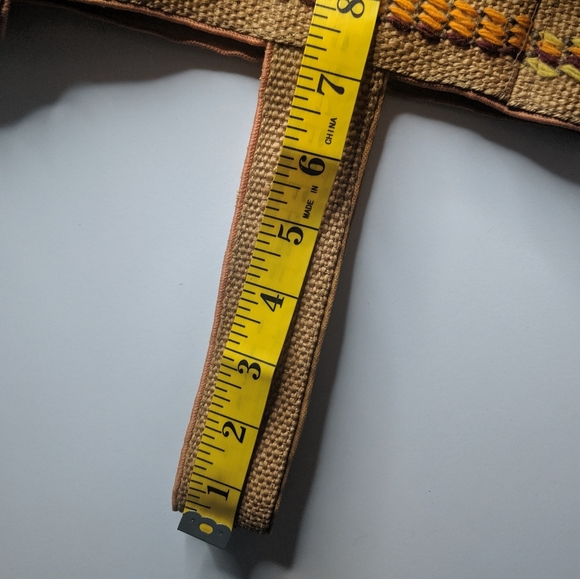 VINTAGE Handmade Boho Embroidered Burlap Tote - Picture 11 of 11